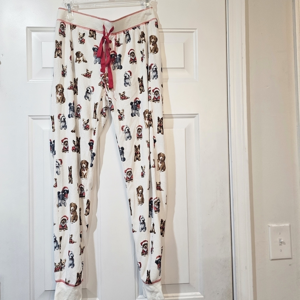PJ Salvage White and Red  Christmas Theme Pants Only Size Small